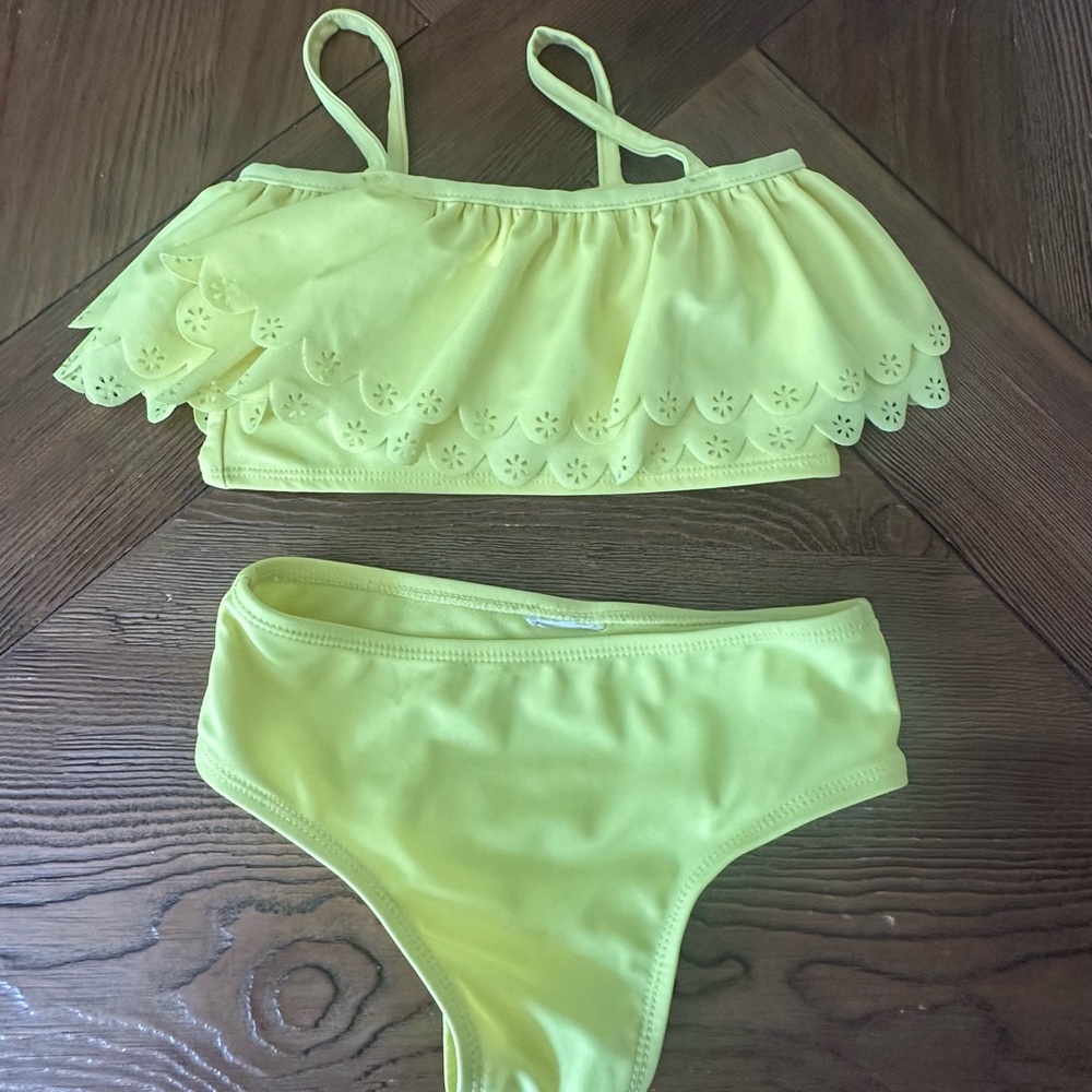 Girl’s Yellow Ruffled Bikini Set